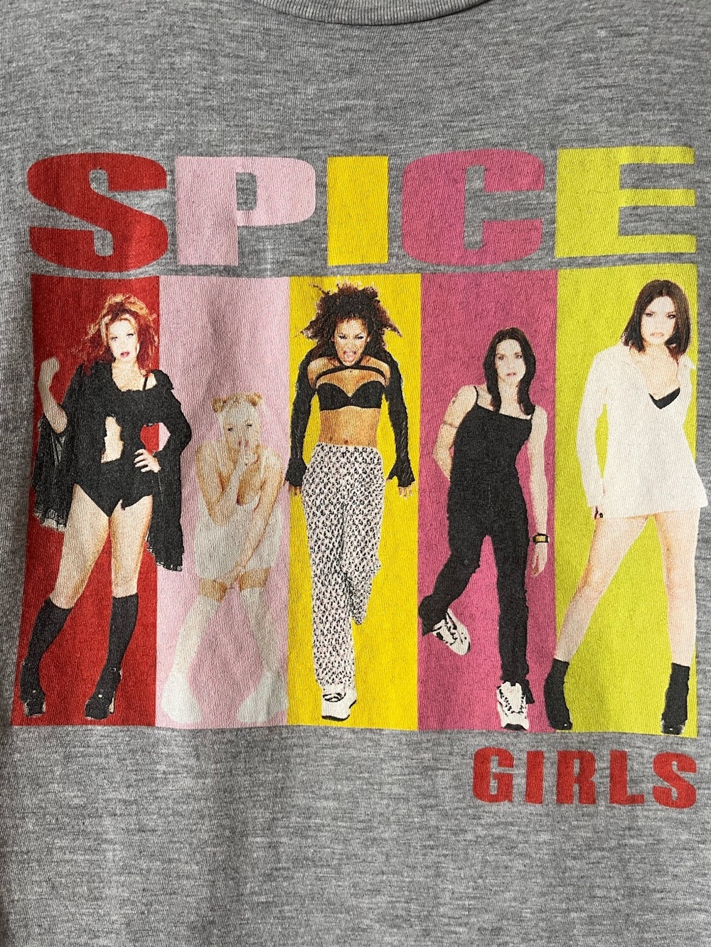 Spice Girls Graphic Tee - Gray with Red, Pink, Yellow, Black Accents